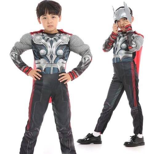 Superhero Cosplay Thor Muscle Costume For Boys Masks Halloween Children Clothing Set Decorate Party Fancy Dress Up Toys Gift