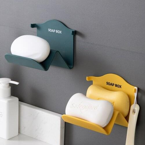Creative Bathroom Shower Soap Box Dish Storage Plate Tray Holder Case Self-Adhesive Holder Housekeeping Container Organizers
