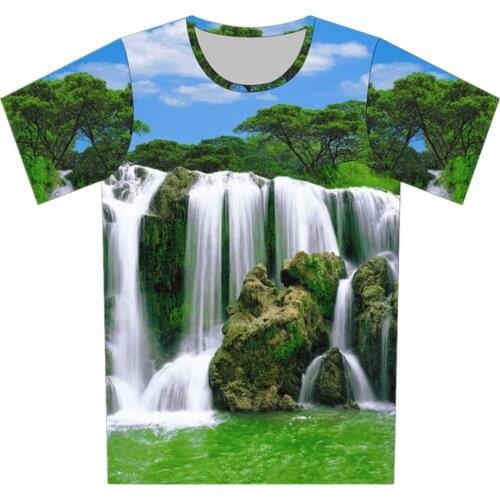 2019 Summer Children Fashion Waterfall Sunny Love Island Coconut Tree Print T-shirt Boys Girls 3D T shirt Kids Pullover Tshirts