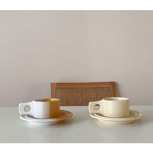 Korean ins small fresh coffee cup French retro ceramic crafts mug modern home decoration desktop coffee cup water cup decoration