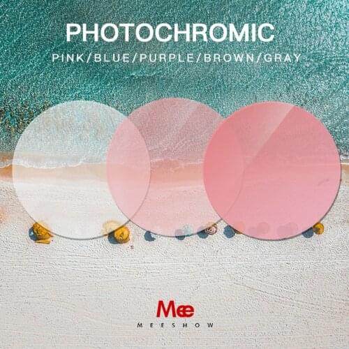 Meeshow Lens 1.56 (-0.50-4.00) Photochromic Pink Blue Prescription CR-39 Sun Glasses Lenses Myopia Sunglasses Lens custom