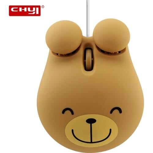 CHYI Cute Animal Shape Ergonomic Wired Mouse 3D USB Optical Portable Mini Computer Mouse Children Gifts For Laptop Desktop