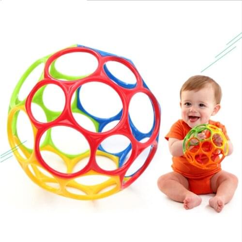 Soft Colorful Ball Toys Hand Bell Rattle Develop Toys Touch Bite Caught Hand Oball Ball For Baby Learning Grasping Kid Gift