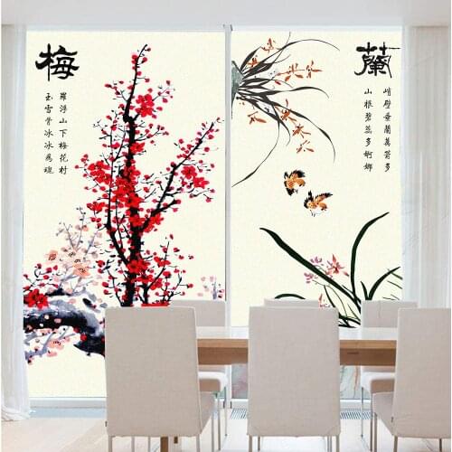 Window Film Privacy Plants Glass Sticker UV Blocking Heat Control Window Coverings Window Tint for Homedecor