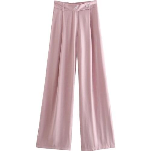 Za New Retro Simple Solid Color Long Trousers Lady Streetwear Casual Straight Floor Pants Women Loose Wide Leg Pants XITIMEAO