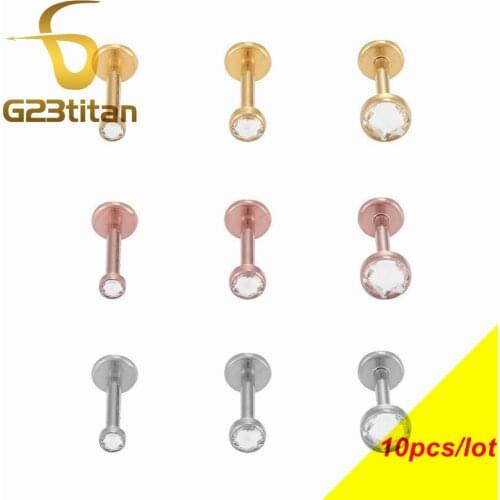 Wholesale Zircon Labret Earrings for Lip Ear Lobe Piercing 16G Titanium Internally Thread Labrets Stud Unisex Body Jewellry