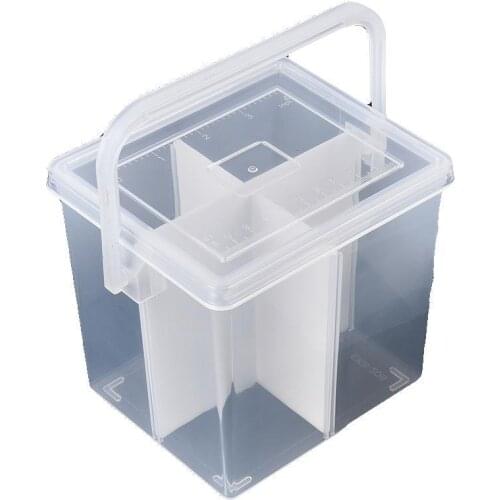 Clear Plastic Storage Bin Tote Organizing File Box with Durable Handle and dividing rule, Stackable for Toy, desk Organizer