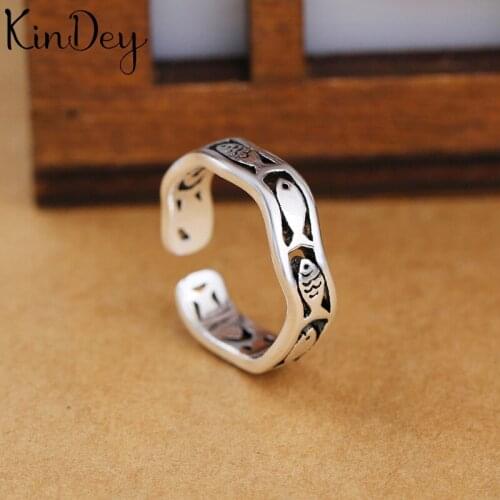Trendy Silver Color Fish Rings For Women Men Boho Vintage Jewelry Adjustable Size Finger Rings