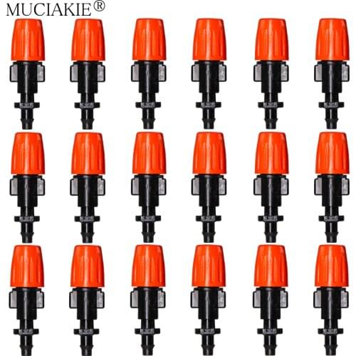 MUCIAKIE 20PCS Adjustable Garden Drip Irrigation Misting Nozzles Micro Flow Head Drippers 0.8mm Spray Hose With 4/7mm Barb