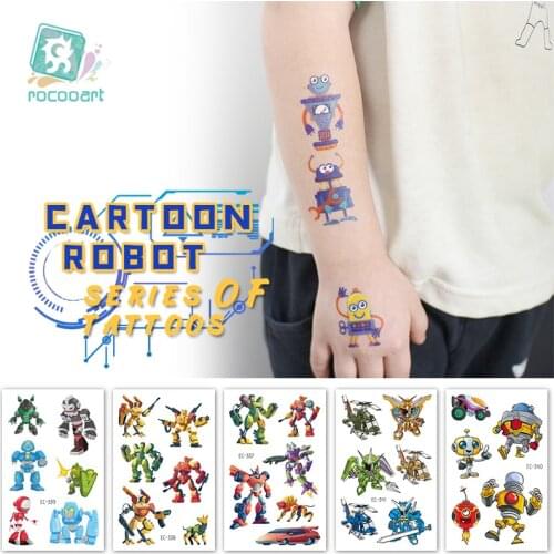 Robot Series Waterproof Temporary Tattoo Boy Intelligent Toy Cartoon Cute Machine Men Tattoo Stickers For kid Fake Flash Tattoo