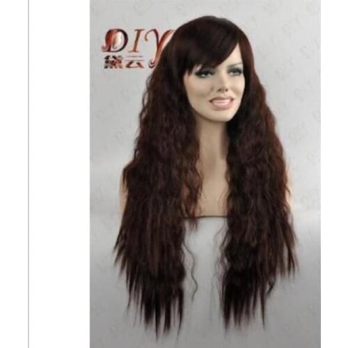 Shunshun67260++Long Fashion Dark Brown Curly Cosplay Party Full Hair Wig Wigs
