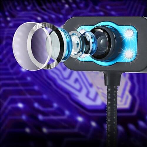 USB2.0/3.0 HD Web Camera Computer Laptop Network Video Live Camera Free Drive 360° Rotary Webcam with Mic LED Light Night