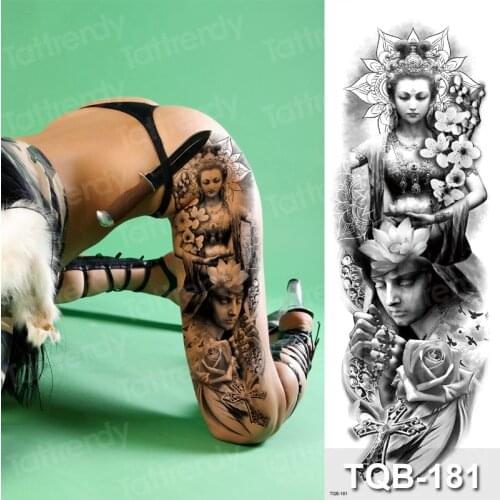 Temporary tatoo women model tattoos lutus flower dragon tribal mens fake tattoo black large size legs thigh body art tatoo big
