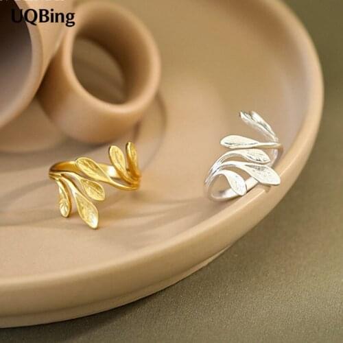 925 Sterling Silver Olive Leaves Open Women Rings Wholesale Drop Shipping