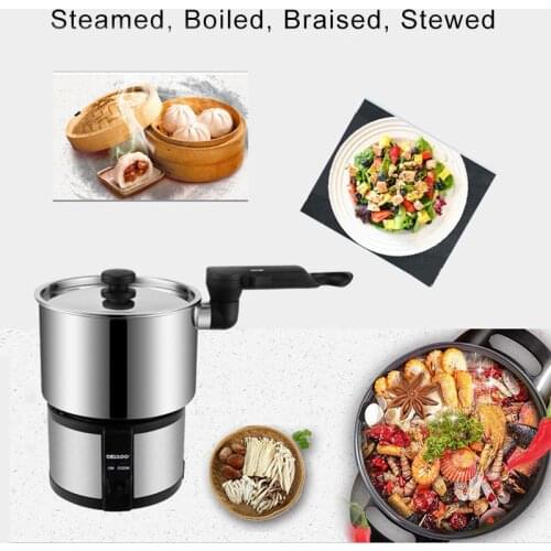 ZK30 Mini Multicooker 450W Electric Skillet Split Stainless Steel Hot Pot Electric Cooker Portable Travel Cooking Pot