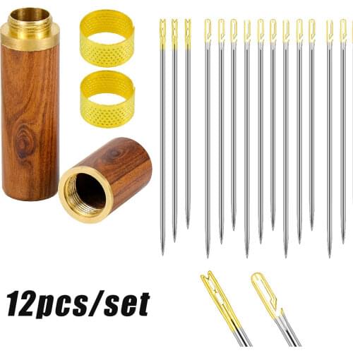 12pcs Bodkin Needle Elderly Needle-side Hole Hand Household Sewing Stainless Steel Threading Sewing Needles Automatic Threader