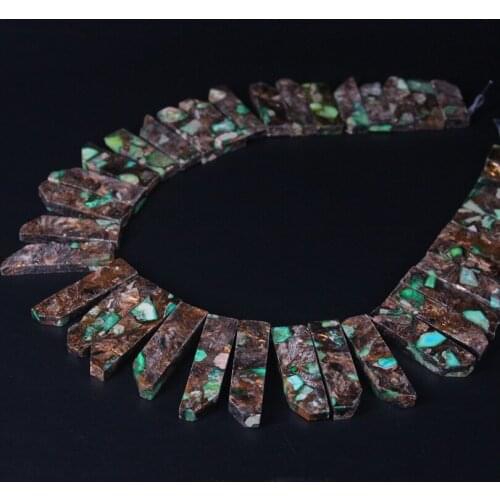 15.5"strand Green Brown Ocean Emperor Stone Top Drilled Raw Slice Loose Beads,Sea Sediment Jaspers Slab Pendant Necklace Making