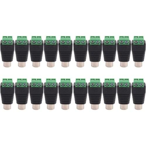 20-Pack Phono RCA Male and Female Plug to AV Screw Terminal Audio/Video Connector Adapter (10 Male & 10 Female)