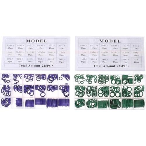 225Pcs/box Seal O-ring R134a Gaskets Sets Car Air Conditioning Rubber Washer Assortment Box Set