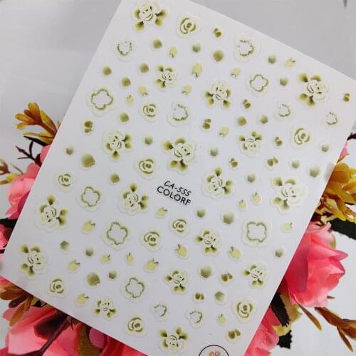 3D Nail Art sticker Peel Off Sliders Yellow Flowers Floret Nail Decoraciones Sticker Foil adhesive Design Manicure Accessories