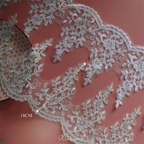 Delicate 1M White/Ivory Cording Fabric Flower Venise Venice Mesh Lace Trim Applique Sewing Craft for Wedding Dec. 18cm SX40