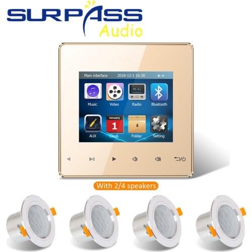 Cheap 2.8" Mini Bluetooth Smart Control Music System Amplifier Waterproof Ceiling Speaker Kit for Bathroom/Kitchen/Living Room