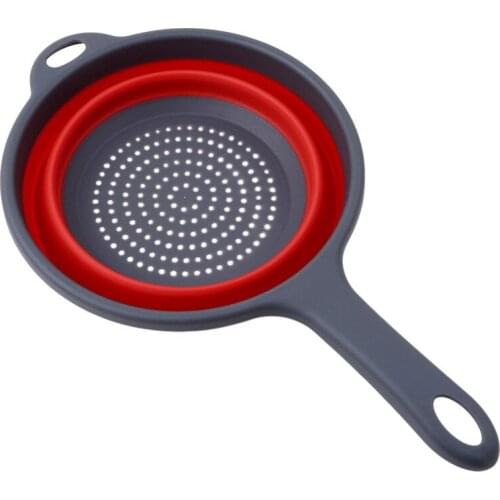 1PC Folding Silicone Plastic Colander Drain Basket Fruit Vegetable Washing Strainer Collapsible Drainer With Handle Kitchen Tool