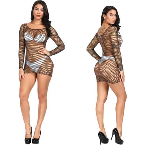 Erotic Underwear Cosplay Babydoll Sexy lingerie sex long-sleeved hollow hip skirt mesh skirt