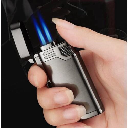 Gas Lighter Metal Lighters Cigarette Lighter Portable Personality Ultra-thin Butane Inflatable Windproof Lighter Small Spray Gun