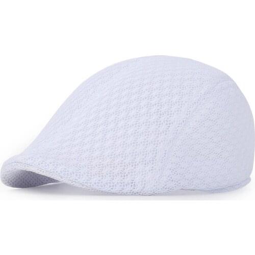 Summer Solid Color Mesh Newsboy Caps Men Cotton Flat Peaked Cap Women Painter Beret Hats 62