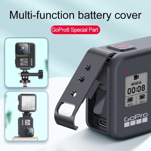 Multifuctional Rechargeable Side Protective Cover Battery Lid for GoPro Hero 8 Sports Camera Dustproof Battery Door Housing Case
