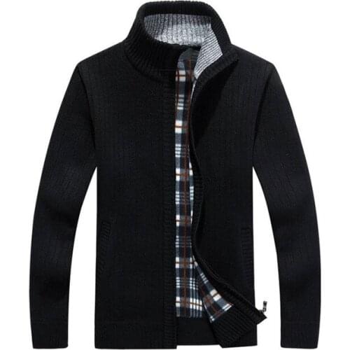 Mens Sweaters Autumn Winter Warm Thick Velvet Sweater Jackets Cardigan Coats Male Clothing Casual Knitwear SA597