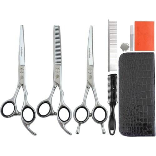 Univinlions 6.0/6.5/7.0 Inch Shears Kit Grooming Scissors For Dogs Straight Thinning Curved Scissors Set Hair Trimmer Remover