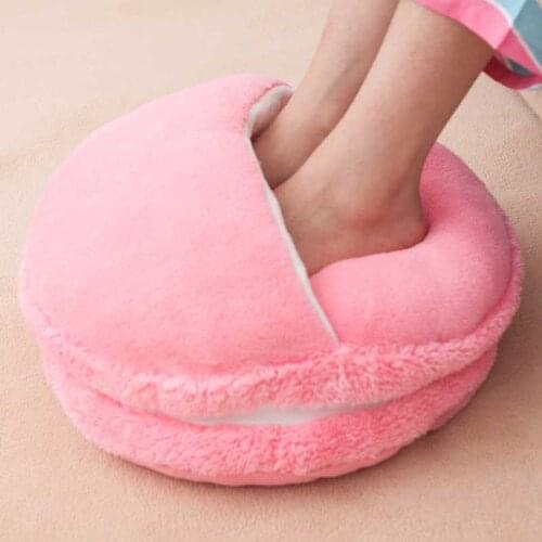 Macaron Plush Foot hand Warmer Winter Feet Warmer Slippers Sofa Chair Cushion Pillow for Office Decoration Home USB Hand Warmer