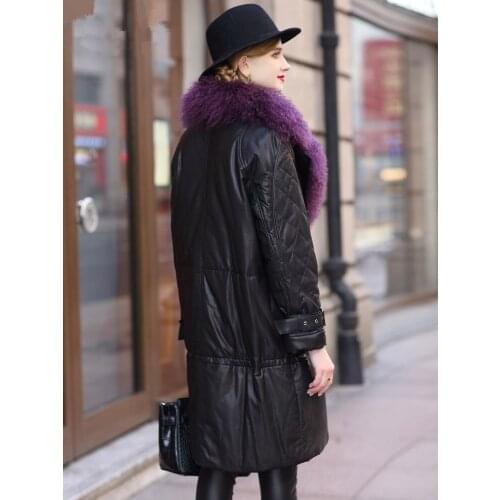 Real Leather Wool Fur Collar Down 2020 Winter Jacket Women Genuine Sheepskin Coat Female Long Jackets MY