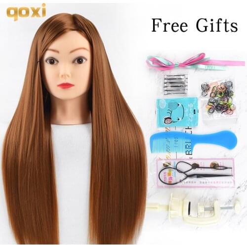 Qoxi Professional training heads with long thick hairs practice Hairdressing mannequin dolls hair Styling maniqui tete for sale