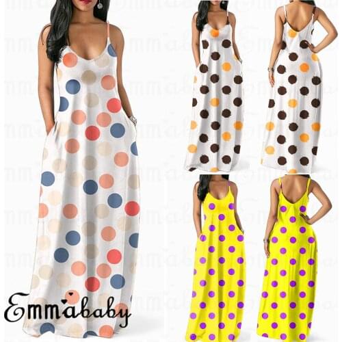 Plus Size Womens Floral Long Maxi Dress Split Party Beach Sundress Big Dot Patchwork Large Women Dress V Neck Clothes