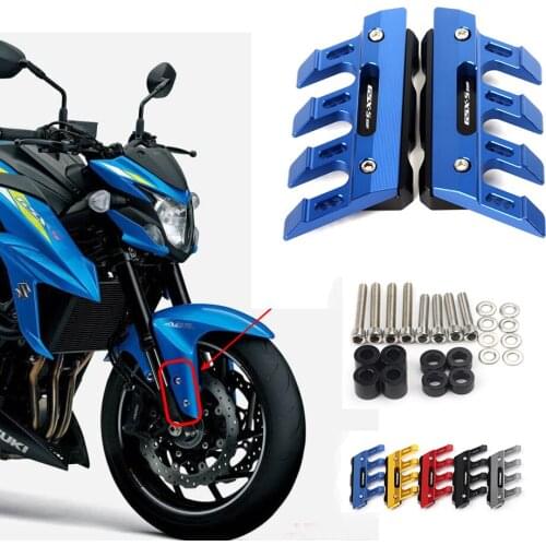 With Logo For SUZUKI GSX-S1000 GSXS1000 GSX-S1000F Motorcycle CNC Aluminum Front Mudguard Anti-Drop Slider Protector Cover