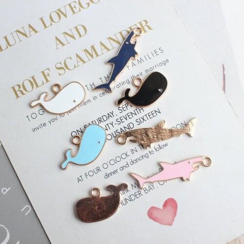 DIY Jewelry Findings Zinc Alloy Charms 10pcs Cute Animal Shark whale Metal Bracelet necklace Earring Floating Pendants Ornament