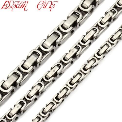 Width 5/6/8/ Byzantine Box Mens Chain Boys Stainless Steel Necklace Fashion Hiphop/Rock Jewelry 22"