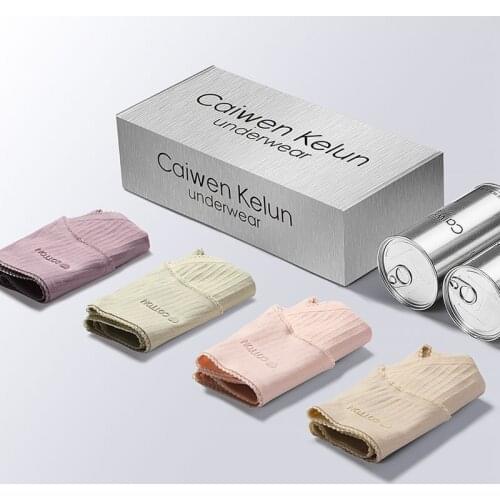 Womens Panties Pure Cotton Crotch Girl Mid-waist Ladies Breathable Seamless Antibacterial Triangle Pants Shorts 4-piece Set