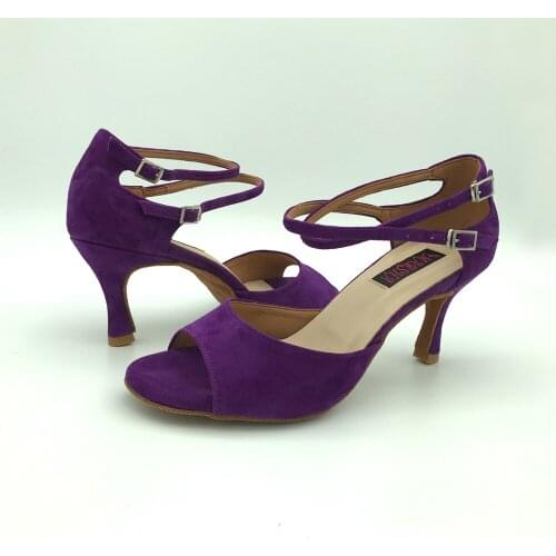 7.5cm high heel Latin Dance Shoes For women Salsa shoes pratice shoes comfortable latin shoes 6237RD Genuine leather low heel