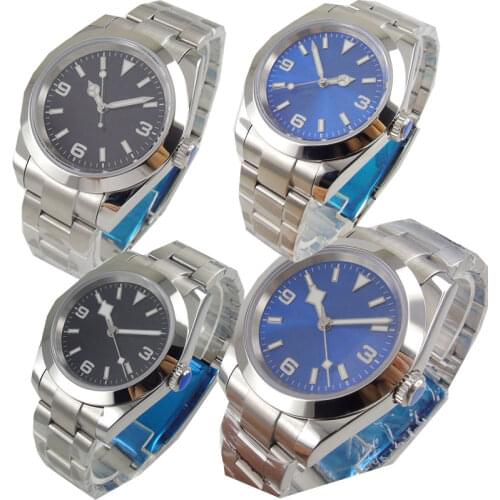 Solid 39mm Black Blue Dial Luminous Sapphire Glass Polished Bezel 21 jewels MIYOTA 8215 Automatic Movement Mens Watch Men