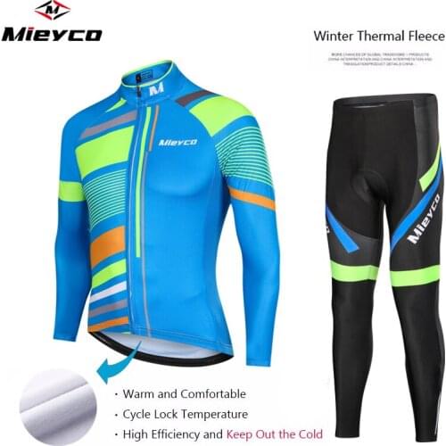 Cycling Clothing Winter Long Sleeve Man Cycling Jersey Thermal Fleece Mountain Bike Jersey Set Warm Bicycle Clothing Windproof