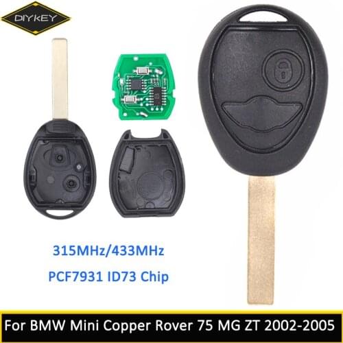 DIYKEY Aftermarket Smart Remote Car Key for Mini Copper Rover 75 MG ZT 2002-2005 2 Button 315MHz/433MHz PCF7931 ID73 Chip