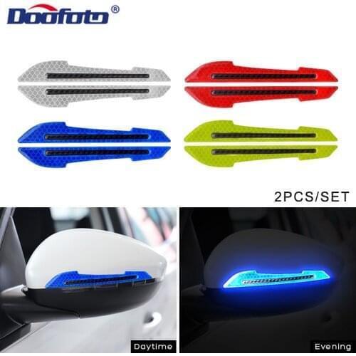 Doofoto 2x 3D Car Reflective Tape Rear Mirror Sticker Bumper Strip Warning Decoration Car Accessories Styling Bicycle Reflector