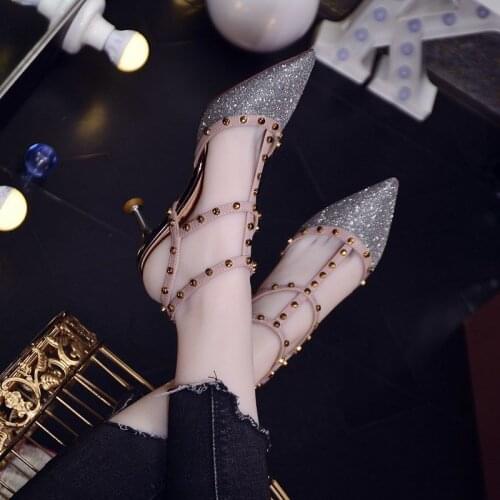 Lisapie 2021 Summer New rivet glisten High Heels Shoes Female Pointed Toe Pumps For Womens sexy nightclub Party High heels Shoes