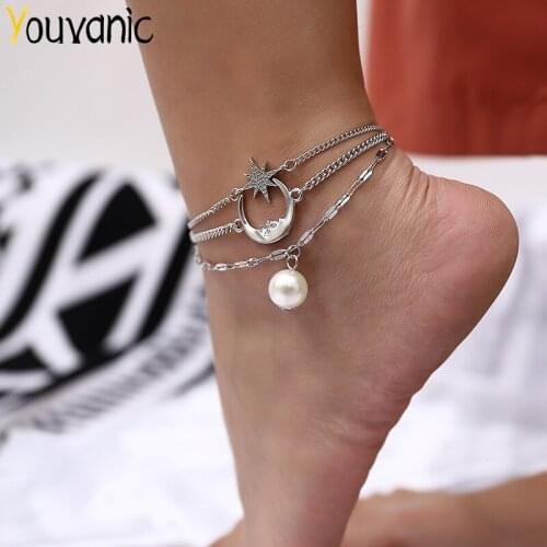 Youvanic Simple Heart Pendant Anklet For Women Female Anklet Bracelets Punk Thick Gold Leg Chain Barefoot Boho Foot Jewelry 0541