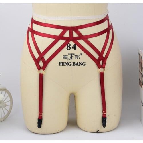 Harness Garter Belt red Fetish Leg Stockings Belt Elastic Halloween Goth Cage Suspender Belt Bondage Harness Sexy Wedding Garter