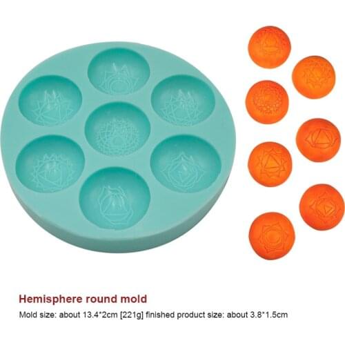 1PC Seven Chakra Round Silicone Mold Epoxy Resin Hemisphere Chocolate Candy Cake DIY Handmade Model Kitchen Cake Baking Tools